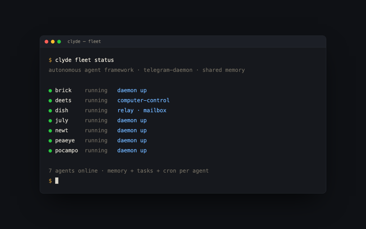 Clyde agent-fleet terminal