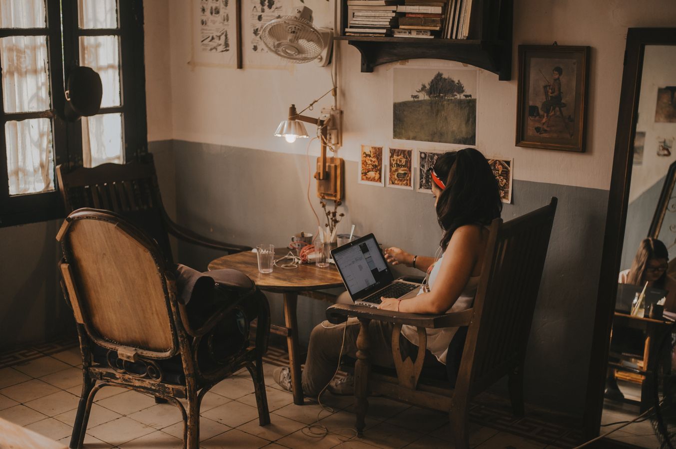 Marketing work in progress at a warm, well-lit desk